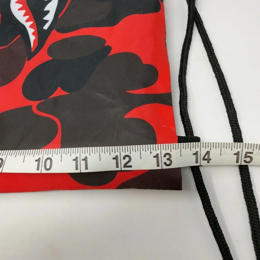 BAPE Shark Drawstring Backpack Red‎ Black Camo Zipper Pocket Streetwear Bag